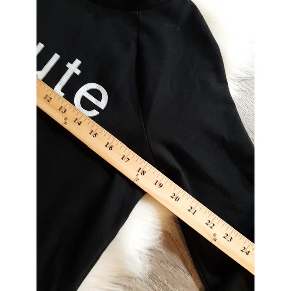 Banana Republic Women Size M "haute" Front Logo Very Soft Sweatshirt Black/White - Picture 5 of 6